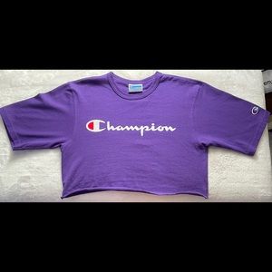 purple champion cropped tee